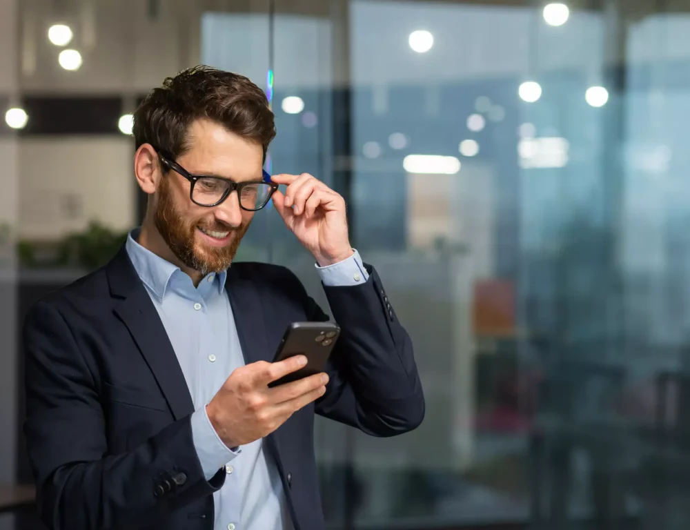 Man looking at mobile phone