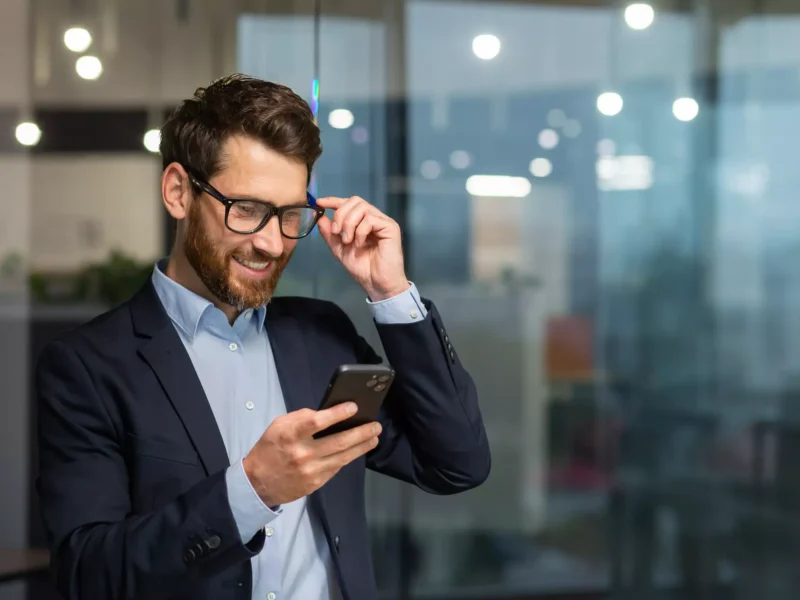 Man looking at mobile phone